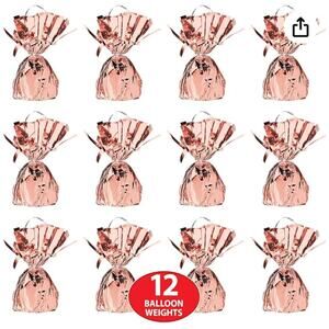 12 Pack Metallic Wrapped Balloon Weights- 6 Oz, Rose Gold